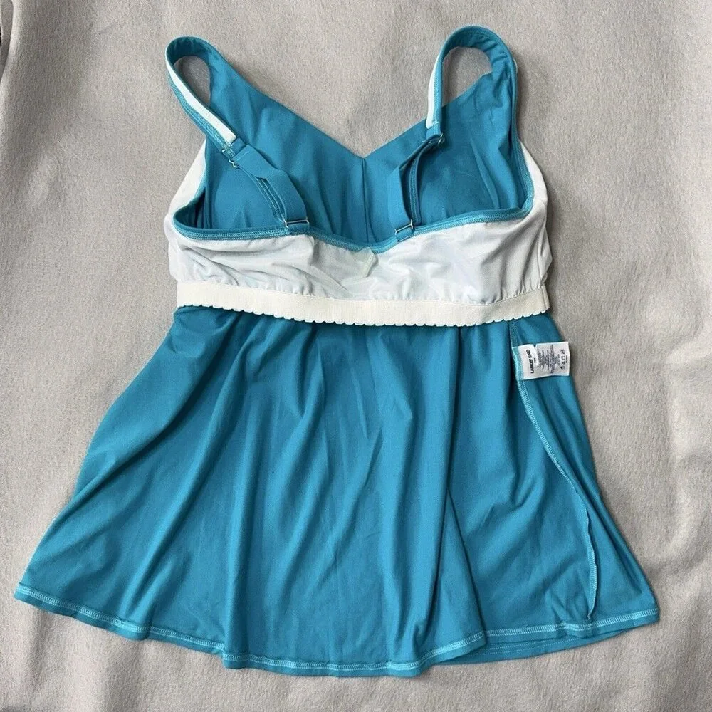 Tankini Swim Top Turquoise V Neck Wrap Soft Cup Bra Lands End Plus Size 18W - Picture 10 of 11